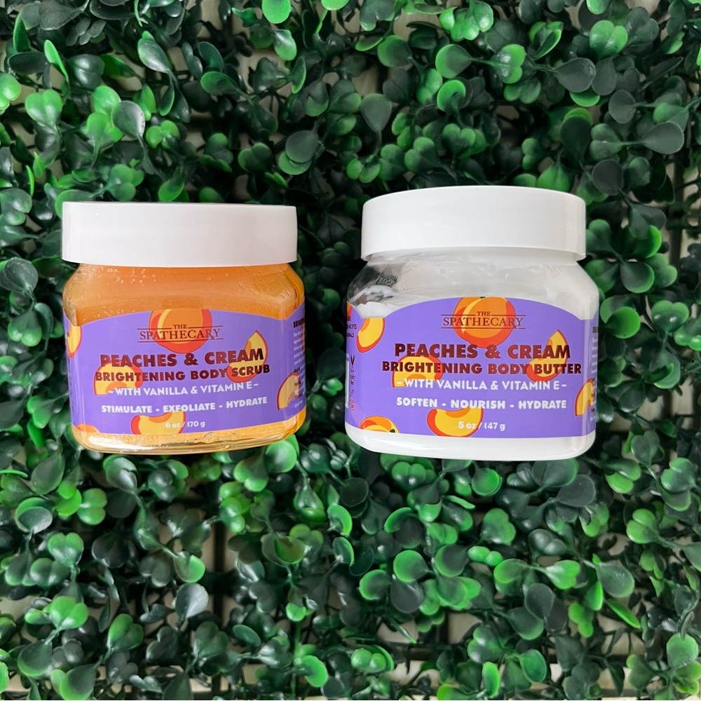 The Spathecary Peaches & Cream Body Scrub and Butter Set Lot of 2